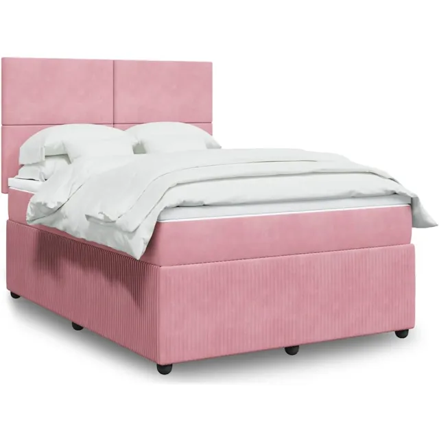 vidaXL Boxspring met matras fluweel roze 160x200 cm