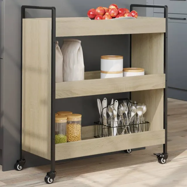 vidaXL Keukentrolley 70x30x82 cm bewerkt hout sonoma eikenkleurig, foto 2