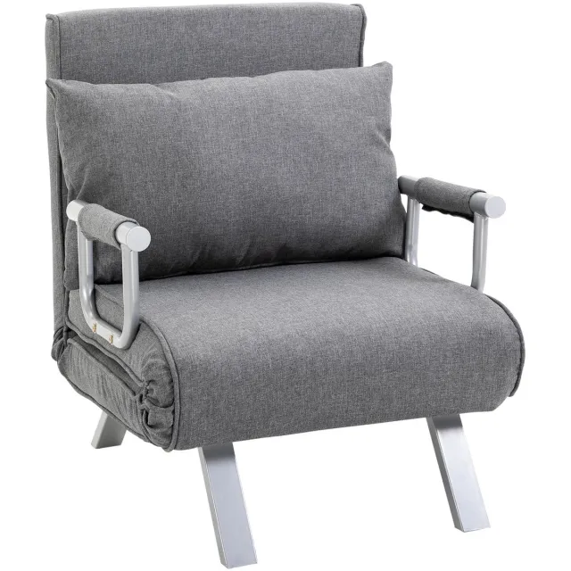 Homona Slaapfauteuil - Met verstelbare rugleuning en kussen - 65 x 69 x 80 cm - Lichtgrijs
