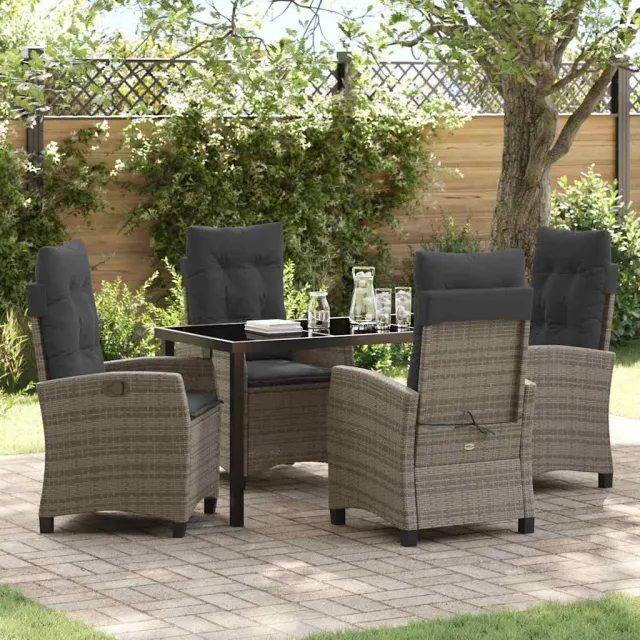 vidaXL Tuin eettafelset 5 st Grijs poly rattan