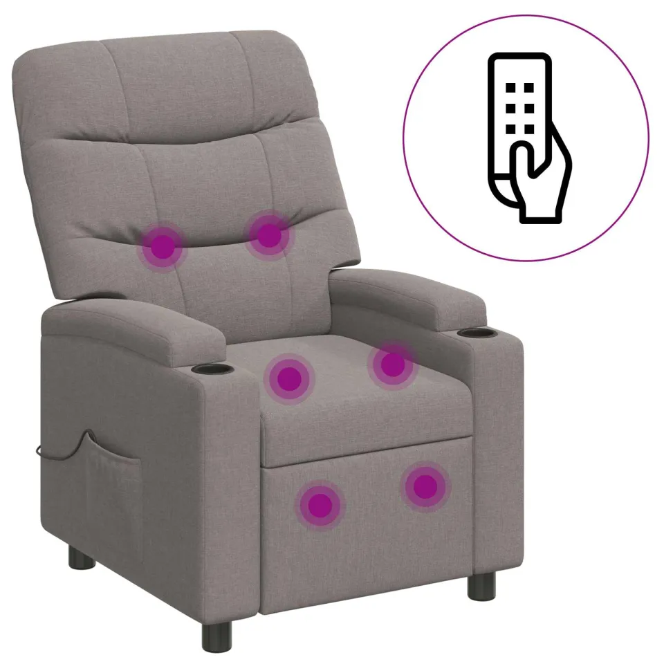vidaXL Massage-relaxstoel Taupe 75 x 93 x 102 cm Stof, foto 2