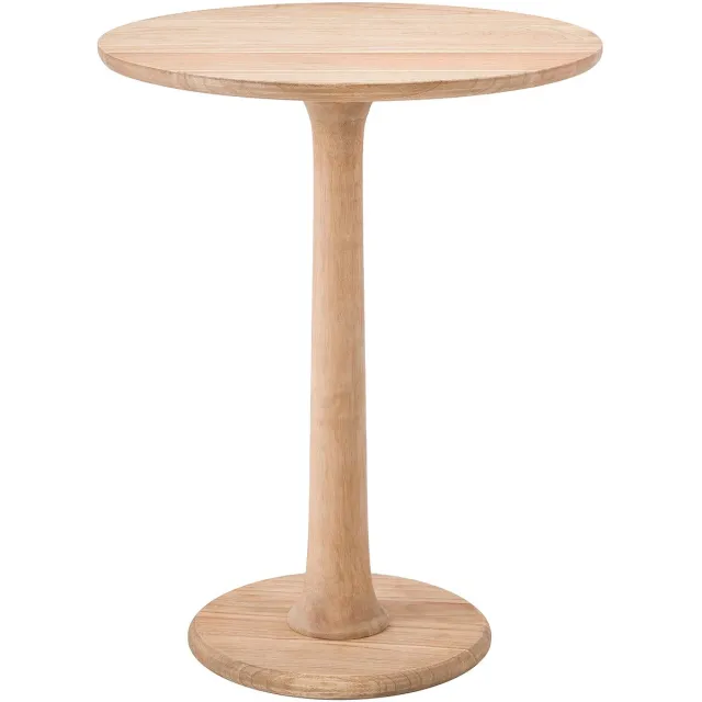 CLP Farragut Bijzettafel - rond - hout - 50 cm diameter - voor woonkamer en eetkamer - mindihout - met tafelblad - natura