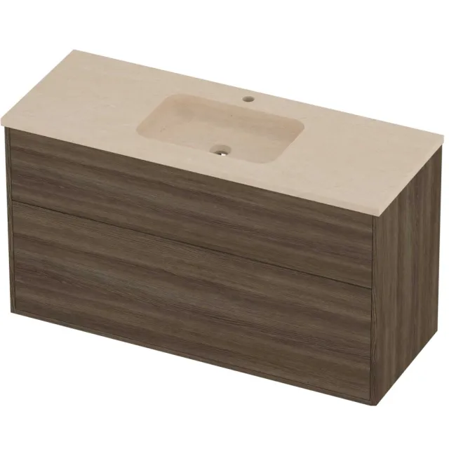 Proline Rollo Badmeubelset Hardsteen Elegant Midden 1 Gat 120x46x67 cm Sand Stone Vital Oak Eiken