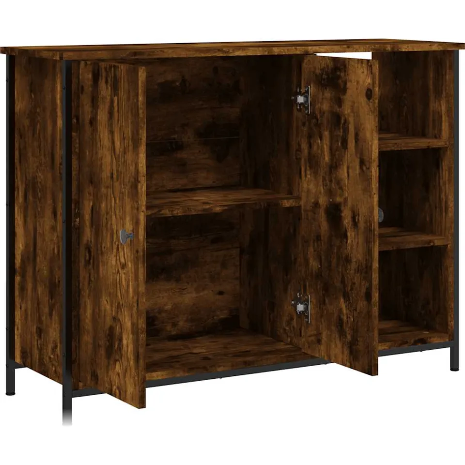 vidaXL Dressoir 100x33x75 cm bewerkt hout gerookt eikenkleurig Bruin