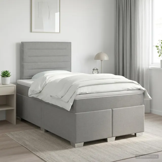 vidaXL Boxspringbed met matras Lichtgrijs 120 x 200 cm Stof