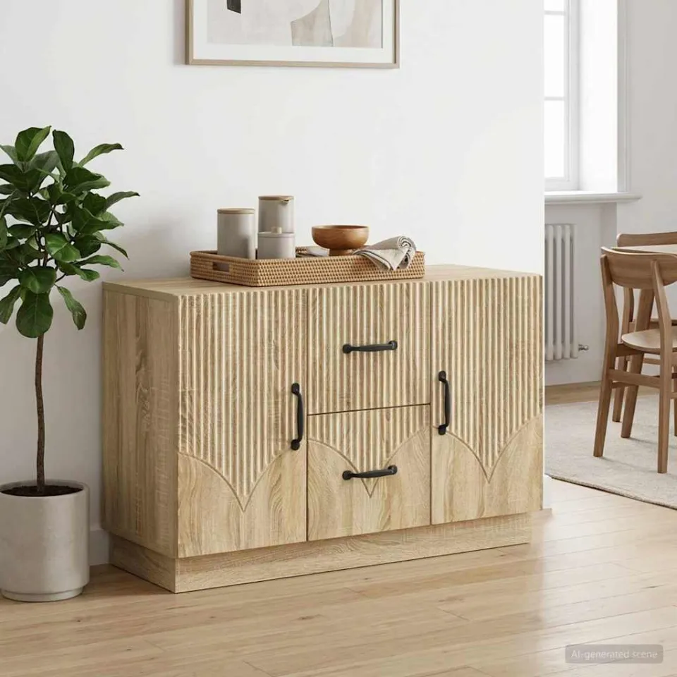 vidaXL Dressoir Sonoma Eiken 89 x 34,5 x 57 cm Bewerkt hout, foto 3