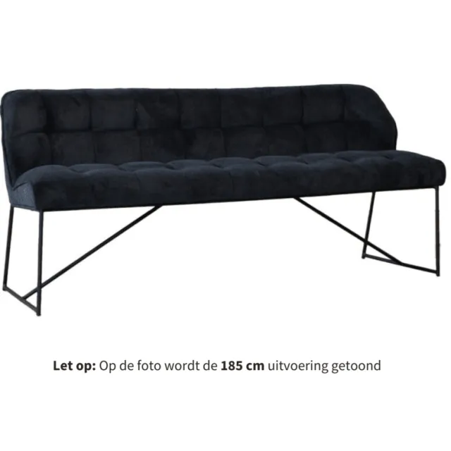 NordXL Eetkamerbank Jelle zwart polyester 155 cm