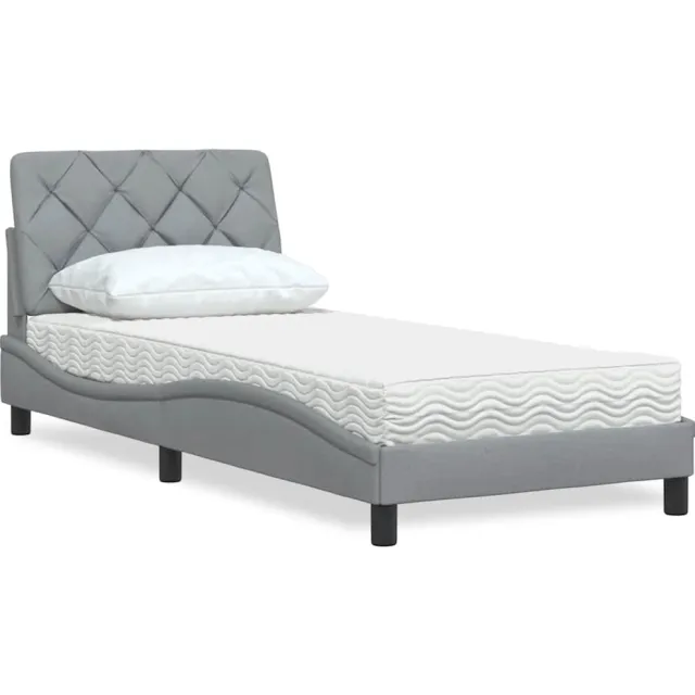 vidaXL Bed met matras stof lichtgrijs 80x200 cm grijs