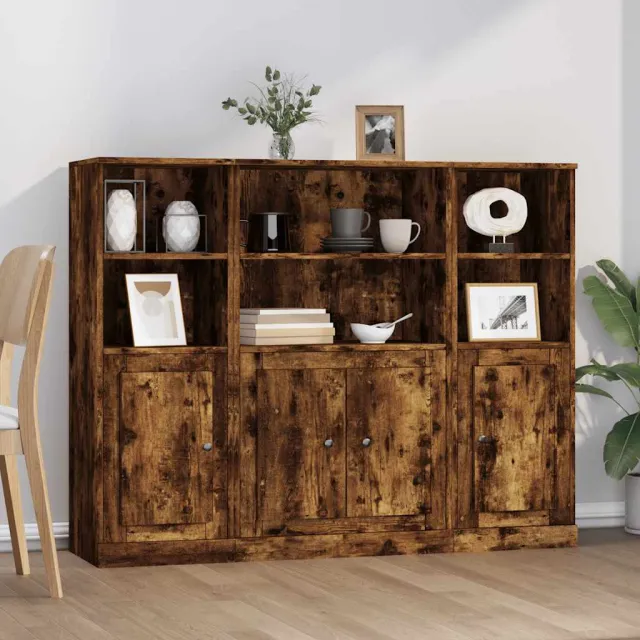 vidaXL Hoge kasten 3 st bewerkt hout gerookt eikenkleurig Bruin