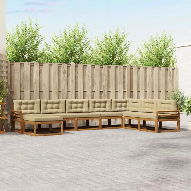 vidaXL Buiten bankenset 8 st 8-zits Natuurlijk en Beige