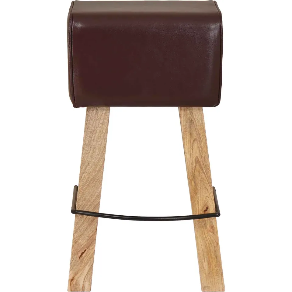 vidaXL Barkruk 2 st Donkerbruin 44 x 33 x 74 cm Echt Leer bruin, foto 4