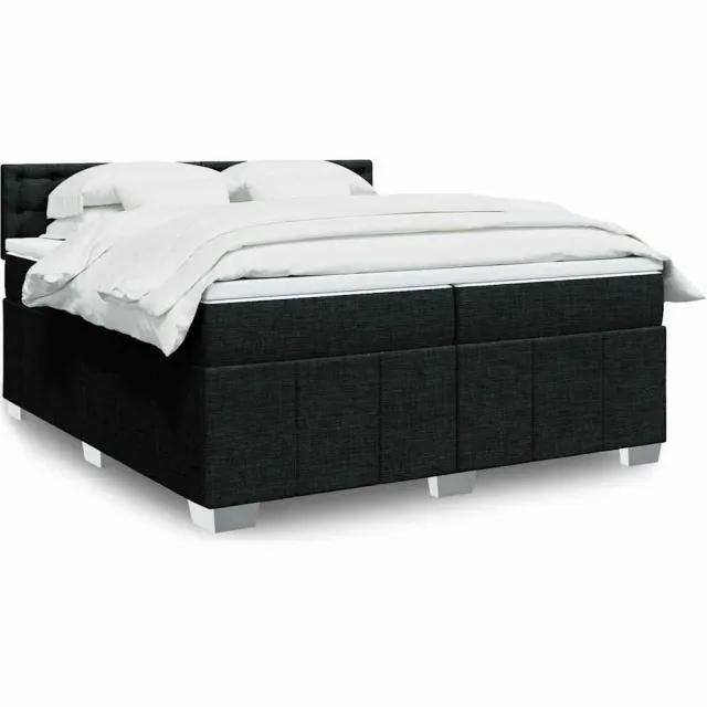 vidaXL Boxspring met matras stof zwart 200x200 cm