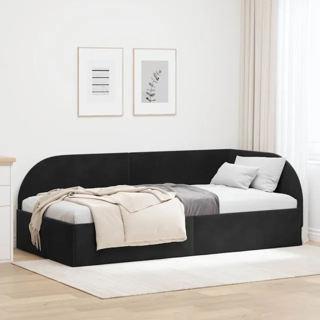vidaXL Hoekbedframe Zwart 80 x 200 cm fluweel