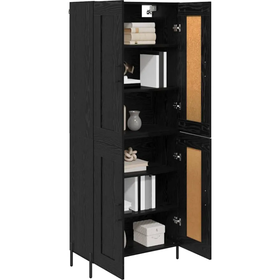 vidaXL Hoge kast 2 st Zwart Eiken 69,5 x 34 x 180 cm Bewerkt hout