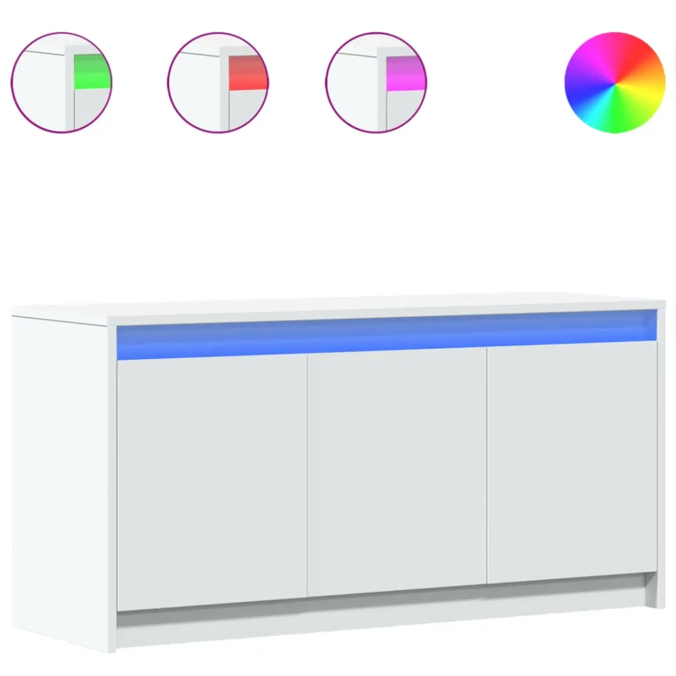 vidaXL Tv-meubel met LED 100x34x50 cm bewerkt hout wit, foto 3
