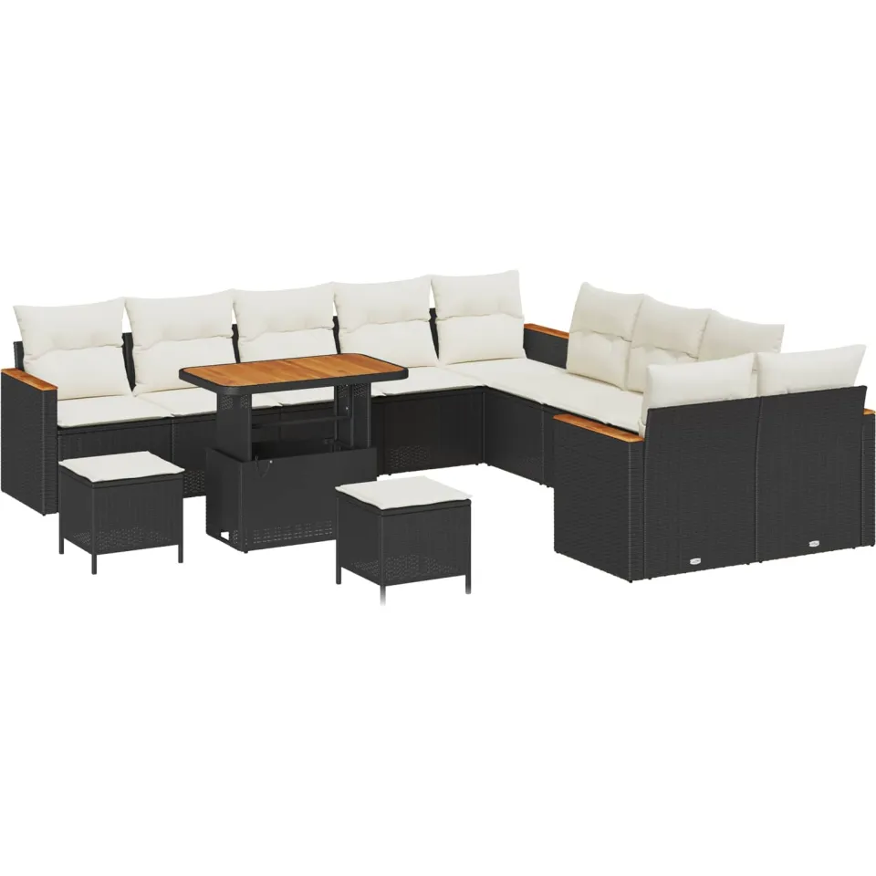 vidaXL Tuinbankenset 13 st Zwart poly rattan