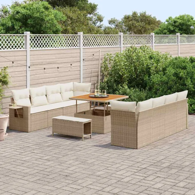 vidaXL Tuinbankenset 11 st Beige poly rattan, foto 3