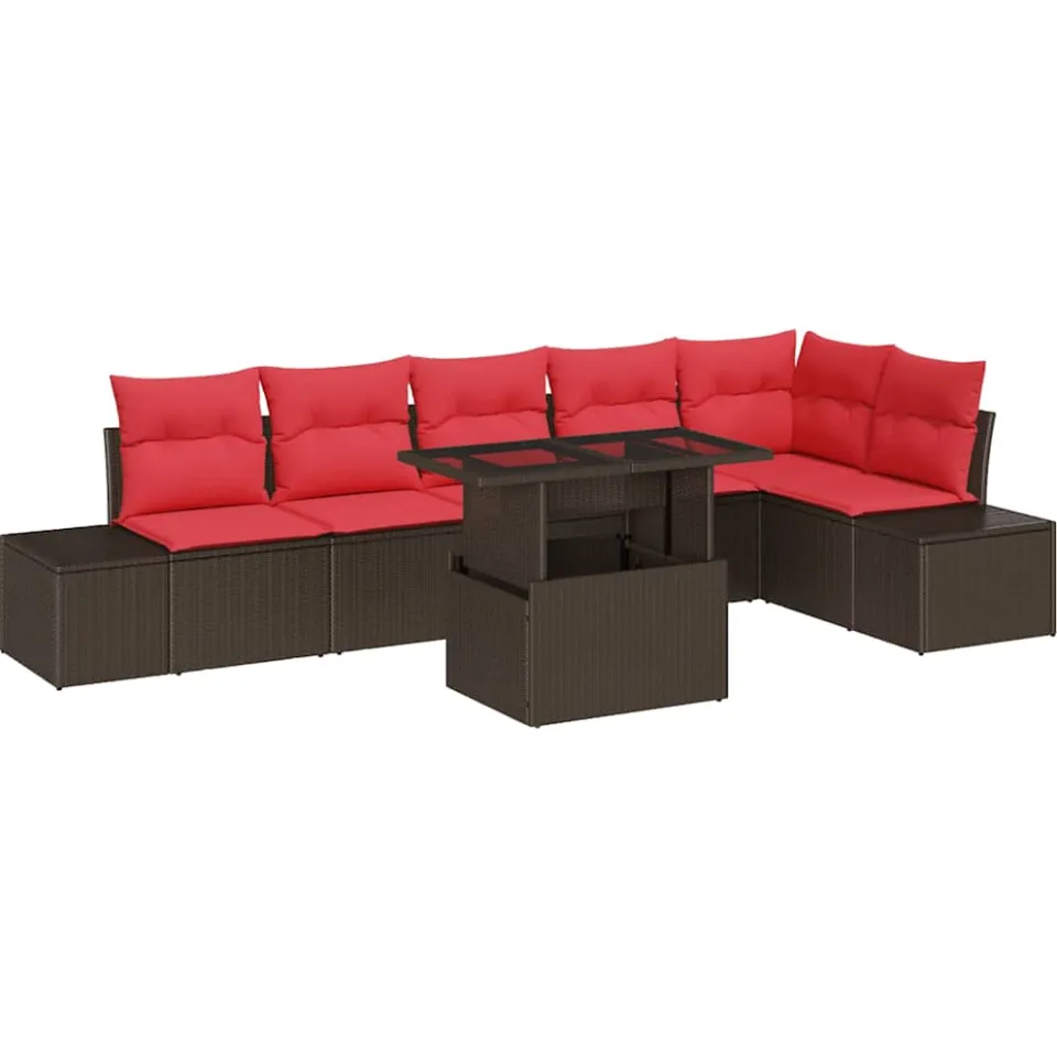 vidaXL Tuin Sofa Set 7 st Bruin poly rattan