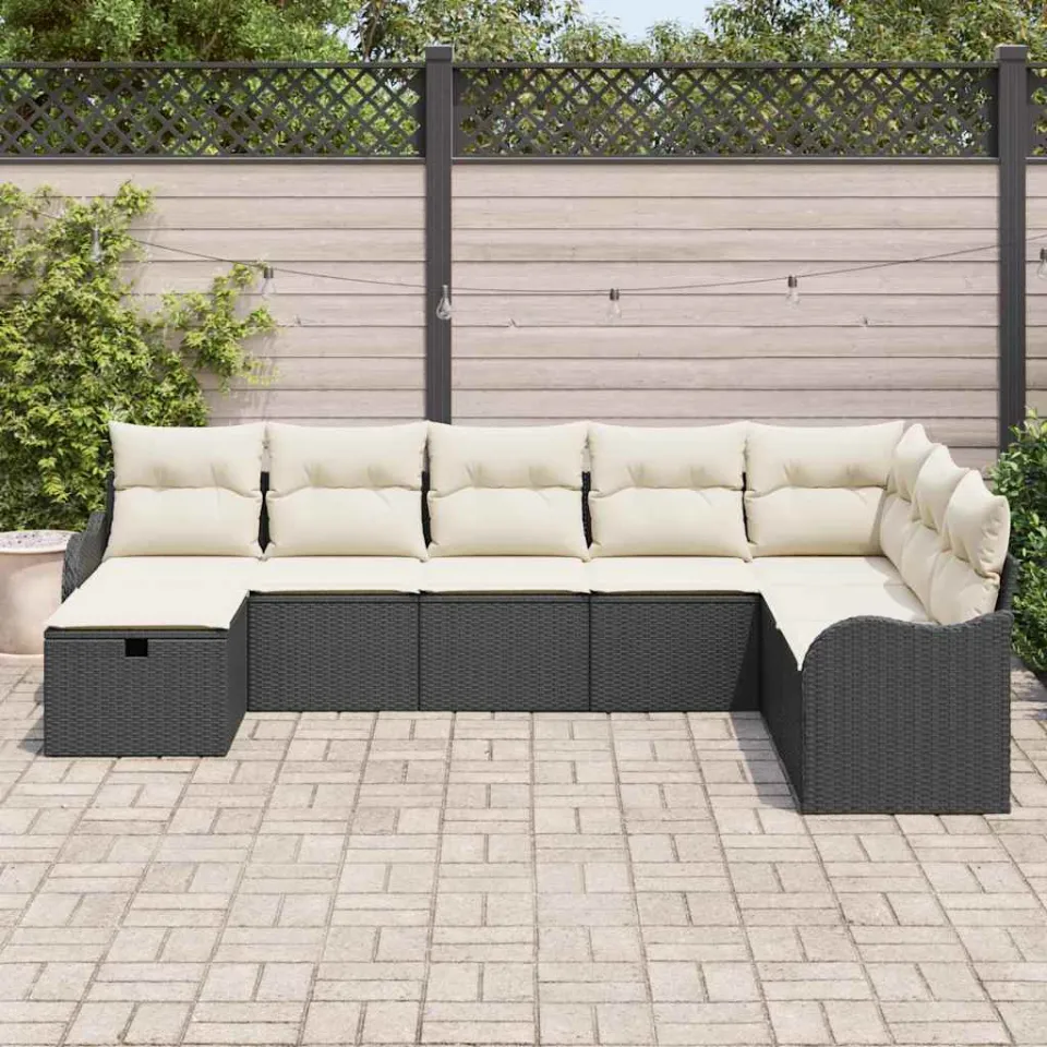 vidaXL Tuin Sofa Set 8 st Zwart poly rattan, foto 3