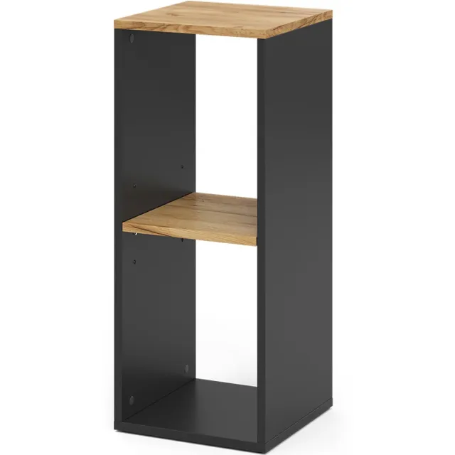 Vicco Tomy Boekenplank – 30 x 74 cm met 2 open vakken Antraciet/gouden eik Antraciet/Goudkleurig Eiken