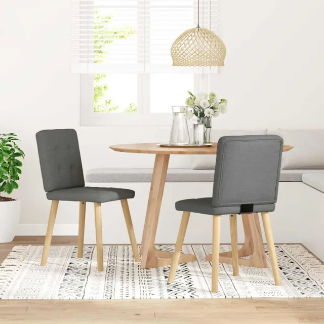 vidaXL Eetkamerstoelen 2 st stof donkergrijs