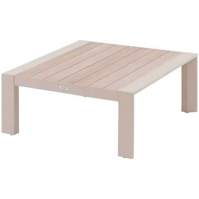 Hespéride Vierkante salontafel van aluminium met latten, ÉVASION lin et argile
