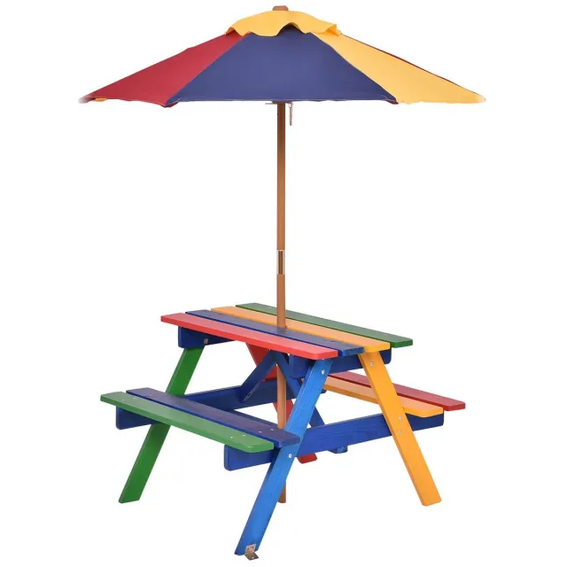 GranMaison Picknicktafel - Kinderen - Tuintafel - Multifunctionele Picknick tafel - Speeltafel - Geschikt voor Buiten - Veelkleurig / Regenboog