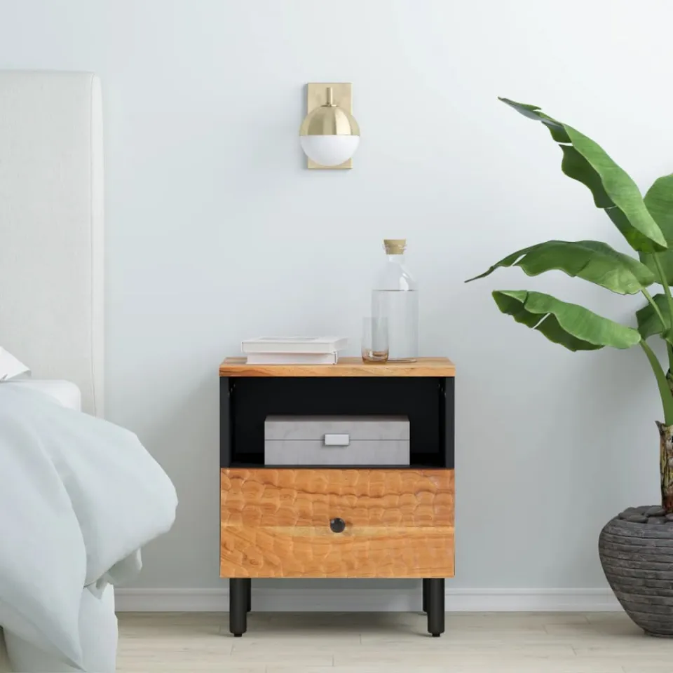 vidaXL Nachtkastje 40x33x46 cm massief acaciahout bruin, foto 3
