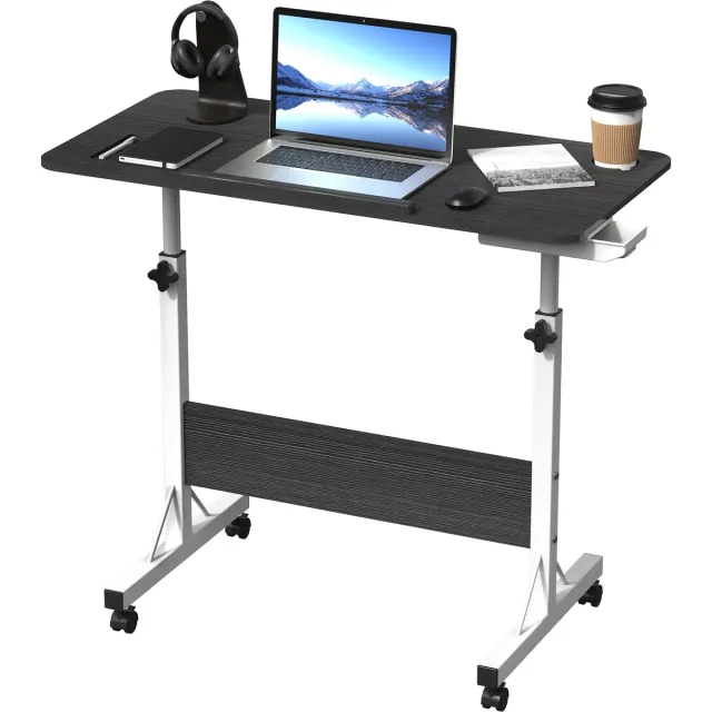 Arvioo Verrijdbaar bureau - Inklapbaar - Hoogteverstelbaar - Met bekerhouder & lade - Zwart