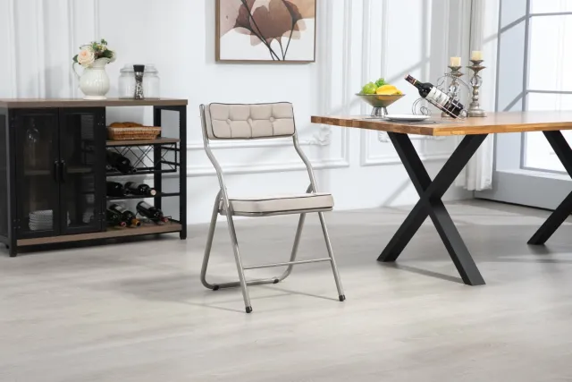Clruro Klapstoelen 2 Stuks - 110° Rugleuning - tot 113 kg - Staal en Fluweel - Khaki