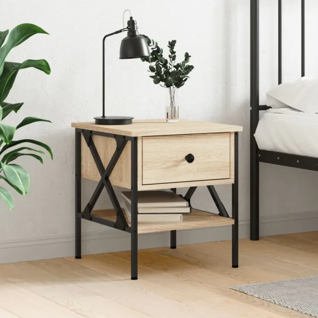 vidaXL Nachtkastje 40x42x45 cm bewerkt hout sonoma eikenkleurig, foto 2