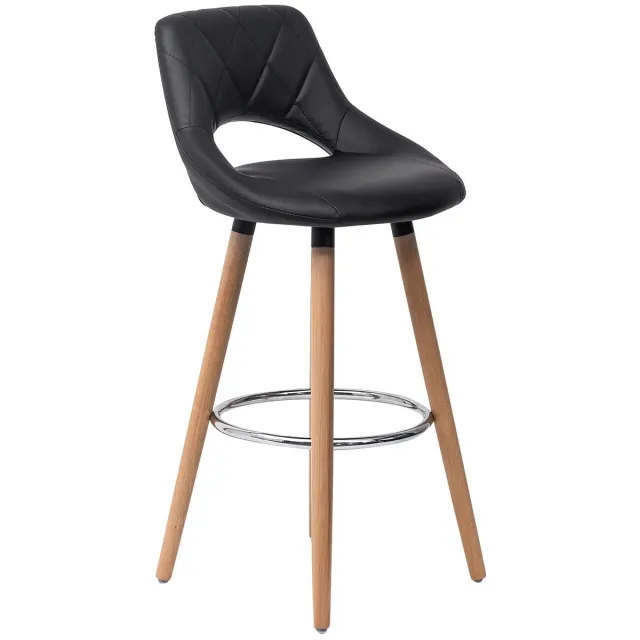 Klarven Barkruk Legergroen - Barkrukken Set van 2 - Barkrukken met Rugleuning - Bar Stool - Stevig houten frame, eenvoudig schoon te maken - Ergonomisch zitcomfort - B43xd43cm zithoogte 68cm