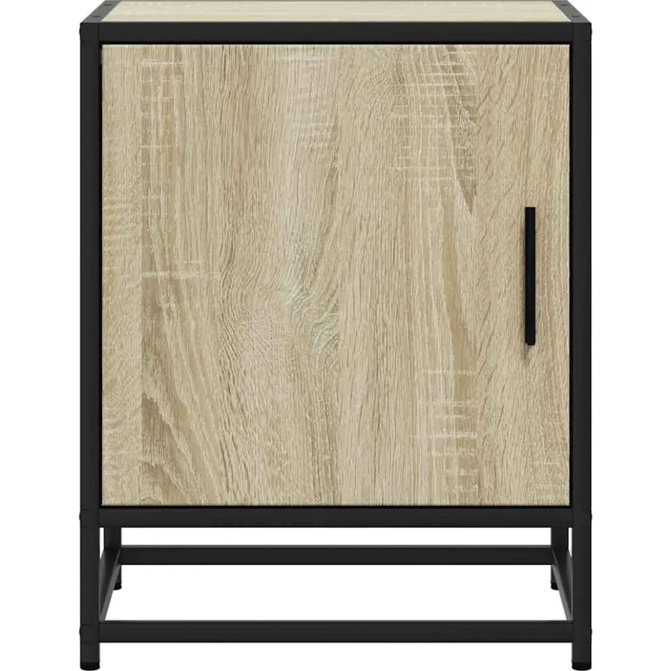 vidaXL Nachtkastje 40x31x50 cm bewerkt hout en metaal sonoma eiken, foto 4