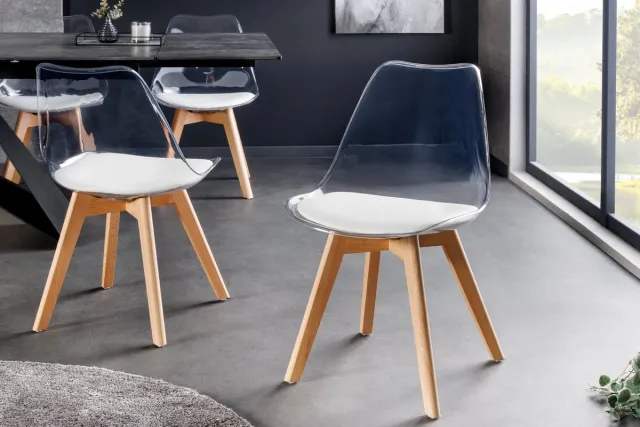 Invicta Interior Design Stoel SCANDINAVIA MEISTERSTÜCK transparant wit kunststof beukenhout naturel - 44164 Zie omschrijving