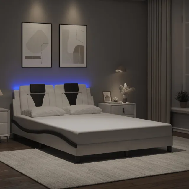 vidaXL Bedframe "Viana" met LED zonder matras wit en zwart 140x190 cm