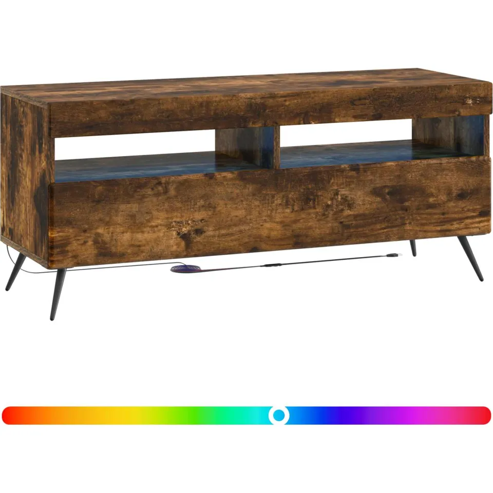 vidaXL LED tv-meubel Gerookt eiken Bewerkt hout Bruin