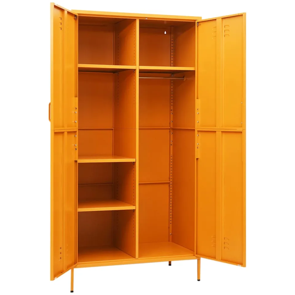 vidaXL Kledingkast 90x50x180 cm staal mosterdgeel, foto 3