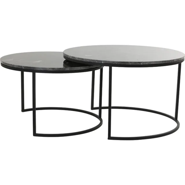 Light & Living Salontafel ALFIO - Ø75x45.5cm - Bruin - Set van 2