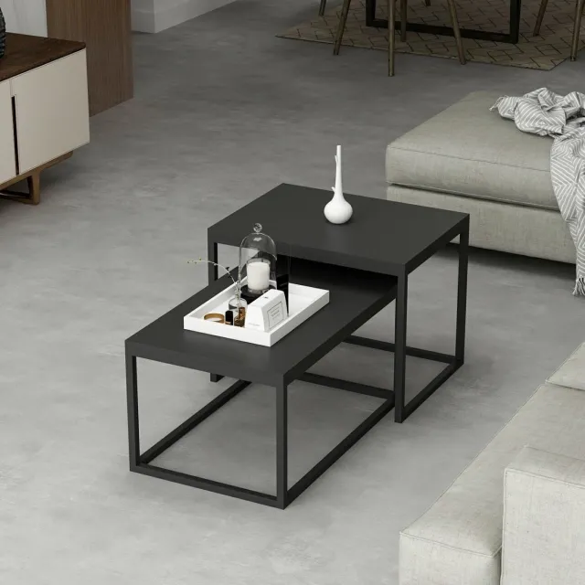 Skye Decor Asir - Nesttafel (2 stuks) - Zwart - 60 x 45 x 47 cm