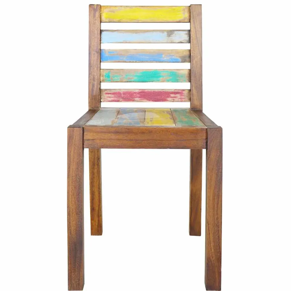 vidaXL Eetkamerstoelen 6 st massief gerecycled hout meerkleurig, foto 3