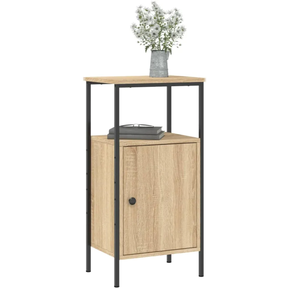 vidaXL Nachtkastje 41x31x80 cm bewerkt hout sonoma eikenkleurig Bruin