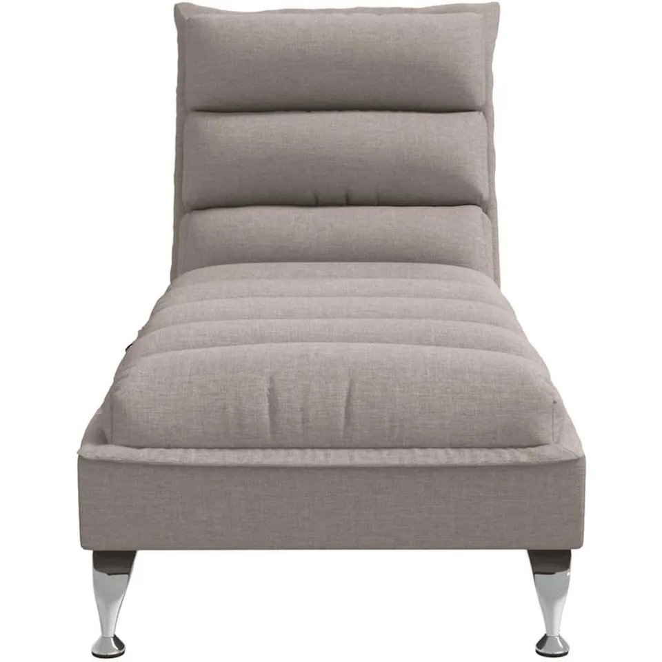 vidaXL Massage chaise longue met kussens stof taupe, foto 4
