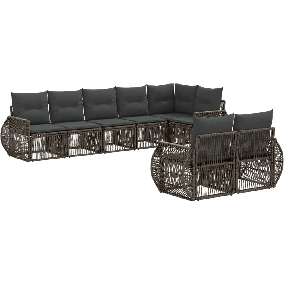 vidaXL Tuinbankenset 8 st 8-zits Grijs en Donkergrijs poly rattan, foto 3