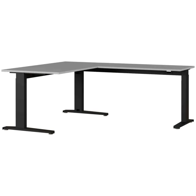 Hoekbureau Ergonoma Lichtgrijs Zwart Grijs | Zwart