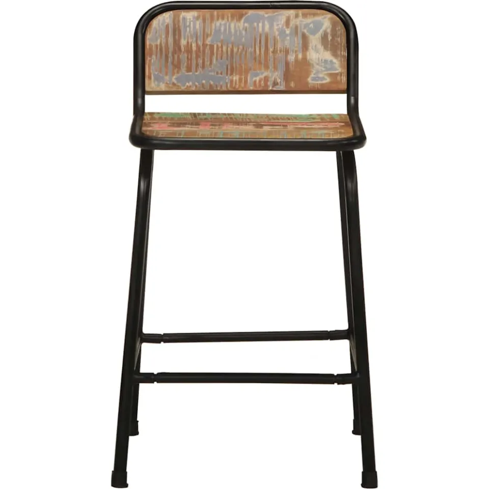 vidaXL Barkrukken 2 st 46x35,5x70 cm massief gerecycled hout bruin, foto 2