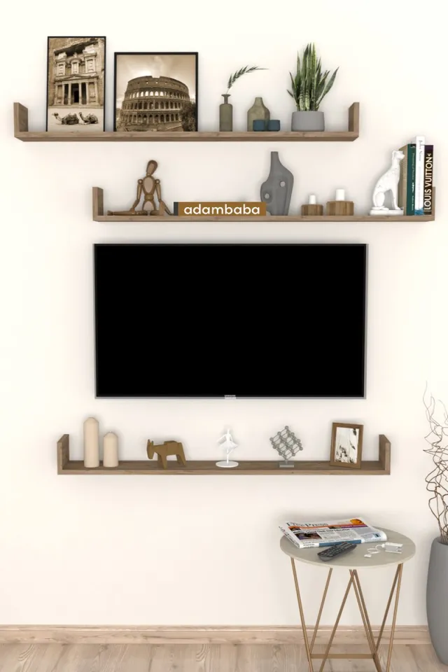 adambaba Wandplank - Set van 3 - Pijnboom - 120x15x12 cm