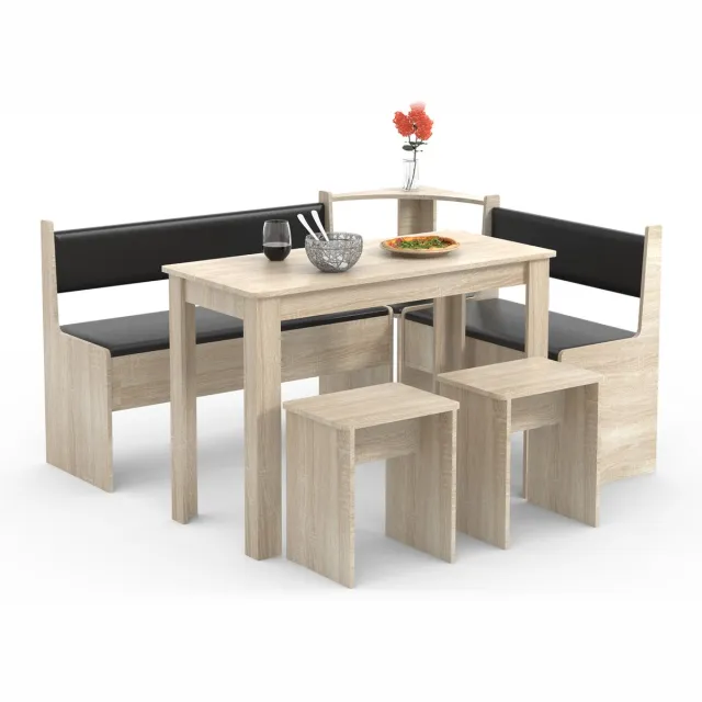 Vcm Hoekbankenset Eetkamerset Bank Tafel Krukken Esal Maxi Hoekbankenset Eetkamerset Bank Tafel Krukken Esal Maxi Sonoma eik