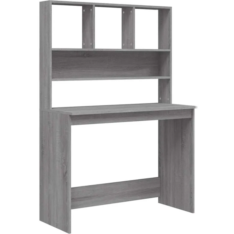 vidaXL Bureau met schappen 102x45x148 cm bewerkt hout grijs sonoma