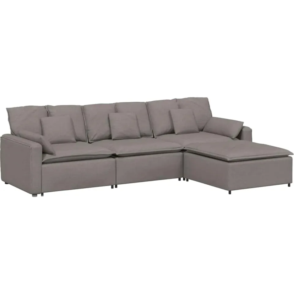 vidaXL Modulaire bank met voetenbank en kussens taupe, foto 4