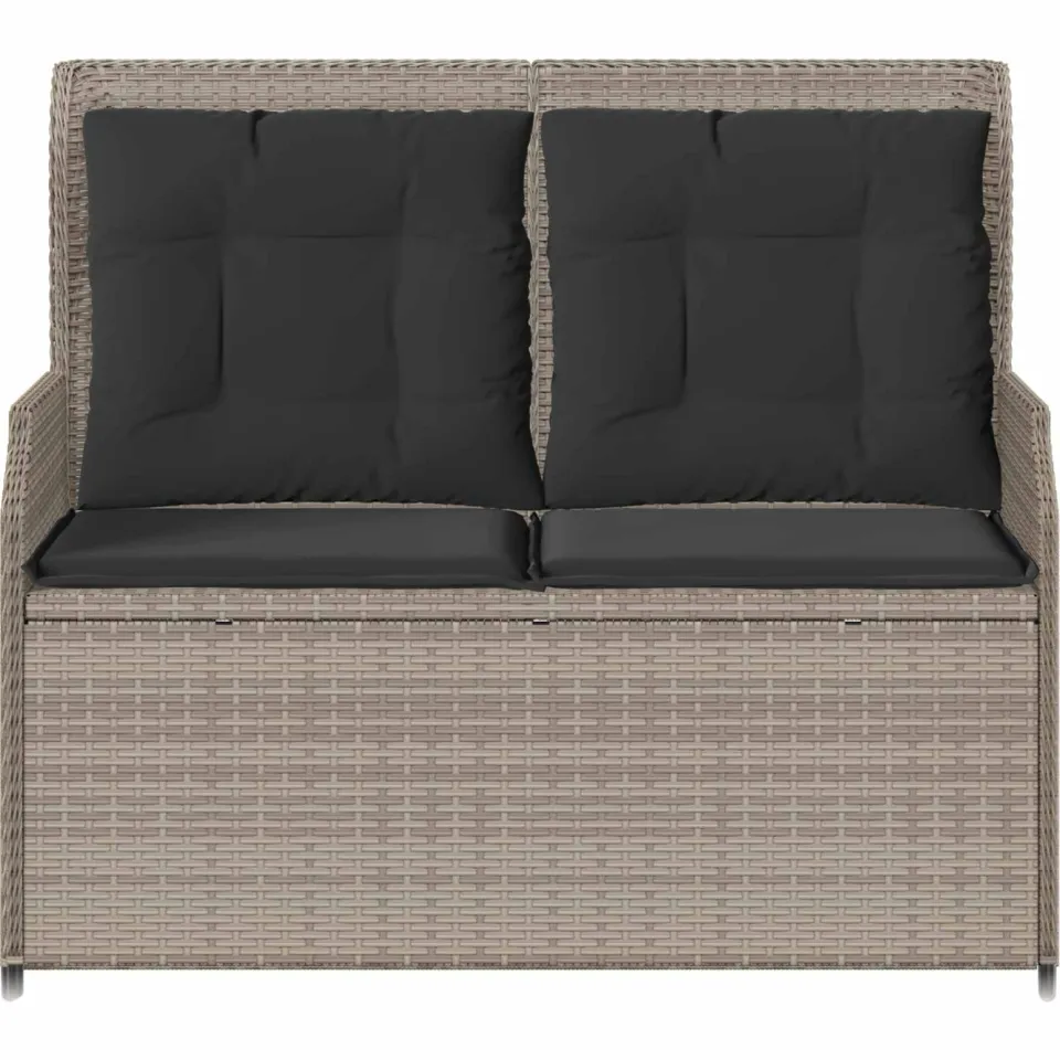 vidaXL Tuinbank Lichtgrijs poly rattan, foto 4
